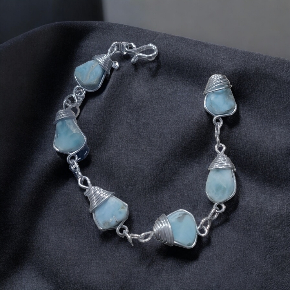 Pectolite Rare Dolphin Stone Bracelet - Picture 2 of 4